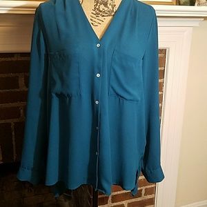 H&M high/low turquoise top